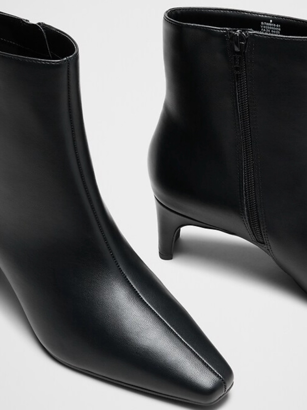 Banana Republic Black Vegan Leather Square-Toe Ankle Booties Size 9 - Picture 16 of 16